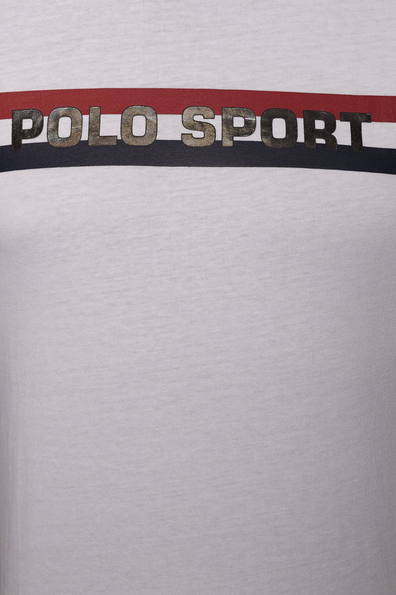 Polo T-Shirt Sport Stripe Print White